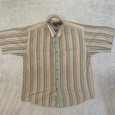 VTG 417 By Van Heusen Multicolor L Stripe Button Down Wrinkle Free SS Shirt 80s