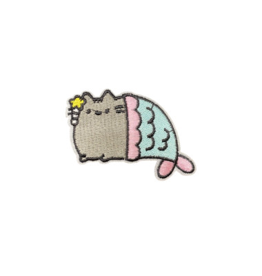 Cute Fat Cat Kitten Mermaid Patch, Iron On/Sew On
