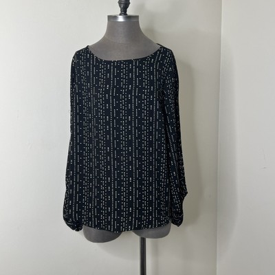 Peyton Jenson Womens Long Sleeve Flowy Polka Dot Blouse Size Large  