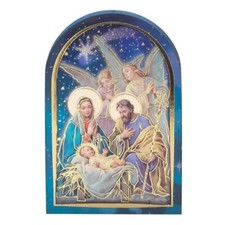 2 1/2" x 3 1/2" Nativity with Angels Arched Standing Plaque 1203-803
