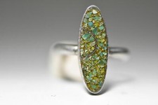 Turquoise chip ring long southwest sterling silver women girls