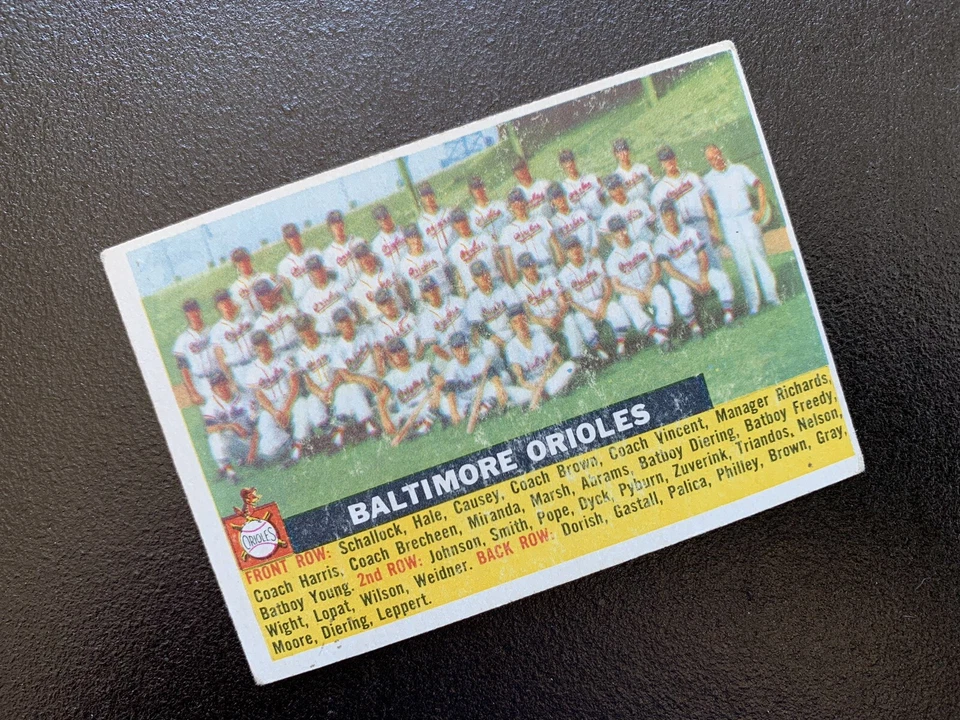 Бейсбольная карточка 1956 Topps Baltimore Orioles фотография команды No100 - Изображение 4 из 4
