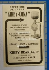 CAFETIERE DE TABLE KIRBY CONA  KIRBY BEARD  1926 publicité 
