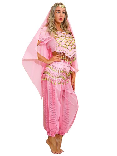 Damen Tanzbekleidung Laterne Kostüm Harem Outfit Cosplay Tanz Schal Bauch Sets - Bild 112 von 139