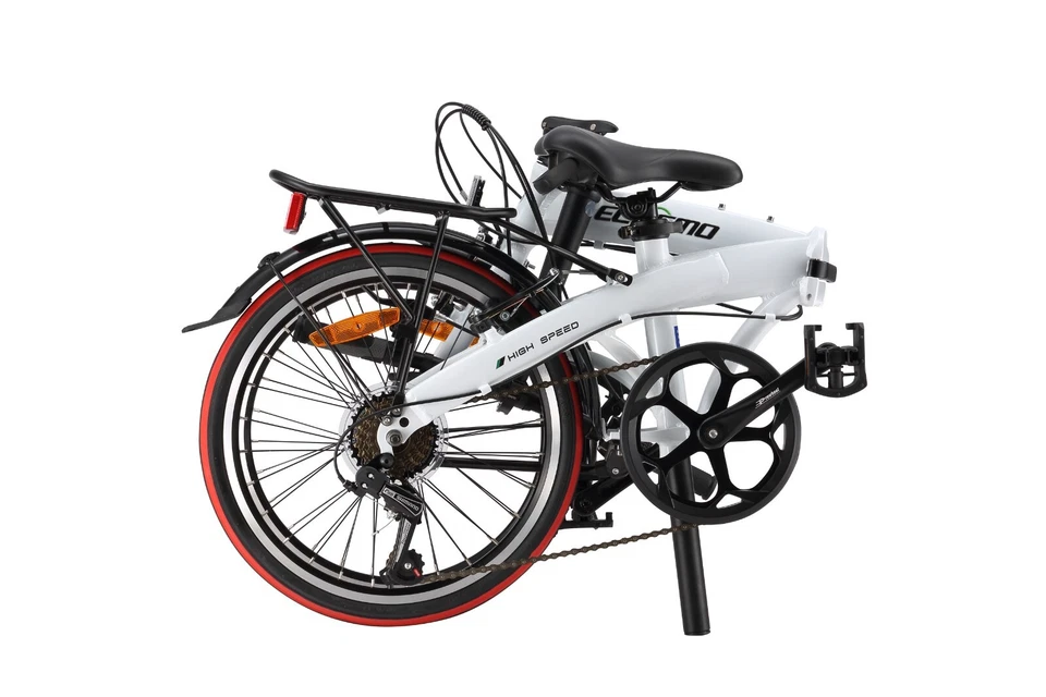 Folding City Bicycle Ecosmo 20" Wheel White, Alloy 7SP Shimano, 12kg-20AF09W - Image 3 of 4