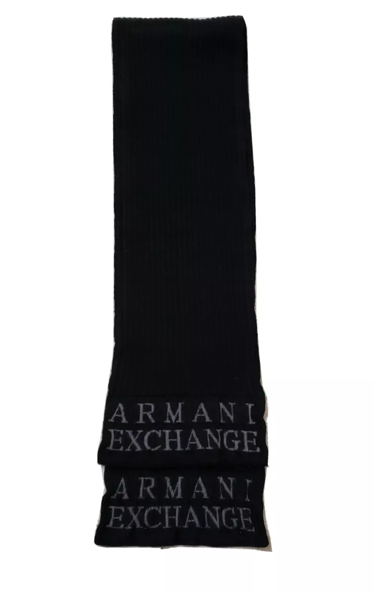 Armani Exchange VTG Men s Black Knit Wool Warm Winter Heavy Muffler Scarf 178