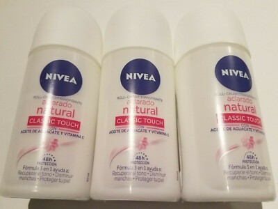 3 NIVEA ROLLON ANTIPERSP. NATURAL LIGHTENING 48 H CLASSIC TOUCH 1.7 oz MEXICO