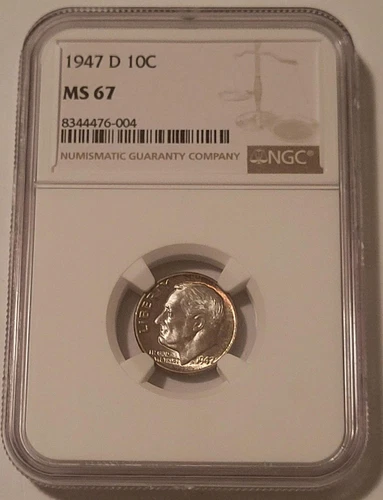 1947 D Roosevelt Dime MS67 NGC Toned