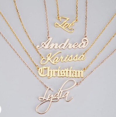 Personalised Necklace, Silver ,Golf And Rose Golf Name Customisation
