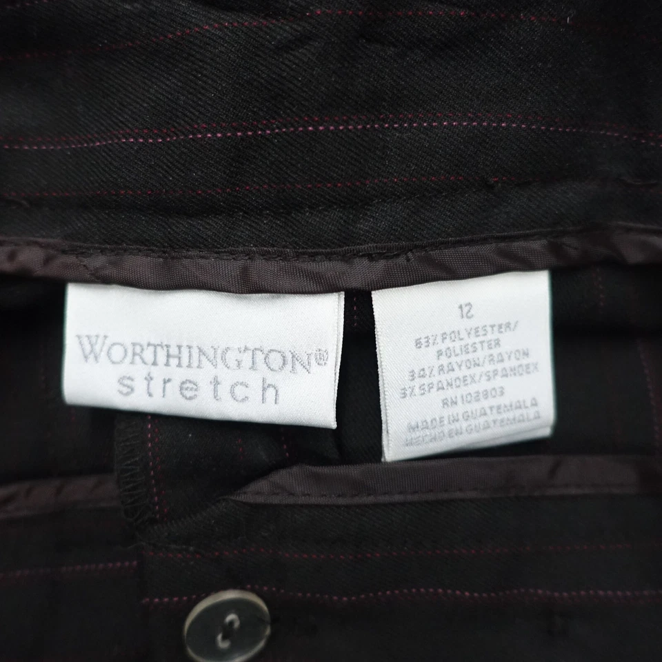 Pantalones capri Worthington Industries para mujer 12 marrón a rayas poliéster elástico Foto 3 de 4