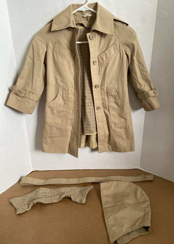 Vintage JC Penney Girl's Drench Coat Size 5 *used* removable liner