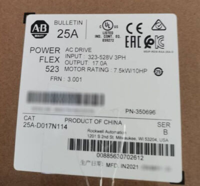 AB 25A-D017N114 PowerFlex 523 7.5kW 10HP AC Drive 25AD017N114