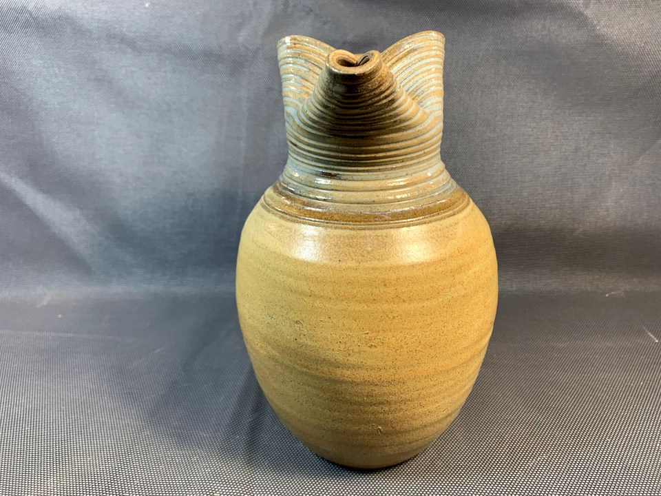 Ancien beau pichet pot à eau en terre cuite vernissée signé Larozas vintage - Photo 3/4