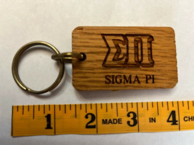 Sigma Pi Maple Wood Key Chain Key Ring Fob LICENSED, NEW, RETIRED