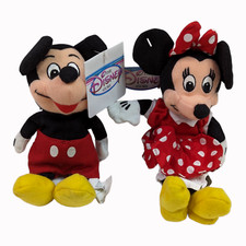 Disney Mickey and Minnie Mouse Beanie Bean Bag Plush Retired all Tags Near Mint