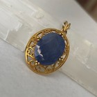 10k Vintage Yellow Gold No Heat Oval 8.15ct Blue Sapphire Pendant — photo 2