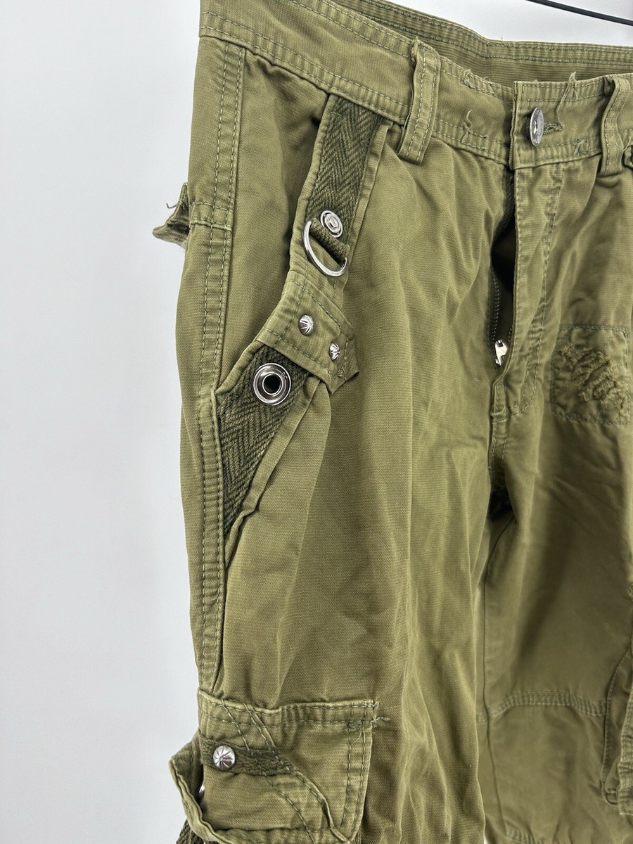 Japanese Junye Jeans Cargo Tactical Y2K Olive Green Pants Size 28