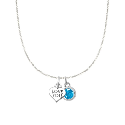Collier breloque étoiles précieuses en argent sterling « Love You » et pierre de naissance - Photo 31/39