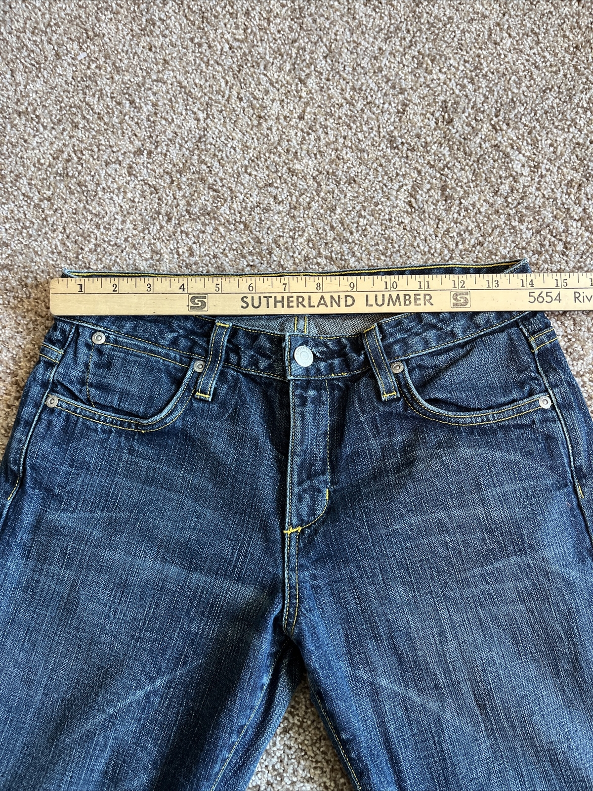 Paper denim & cloth Womens 27 Blue Flared Low Rise Button Dark Wash Denim Jeans - View 5