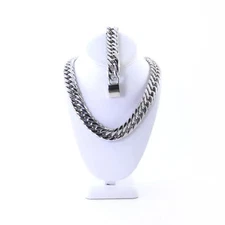  SOLID STAINLESS STEEL SILVER FINISH THICK MIAMI CUBAN LINK CHAIN 21MM BRACELET