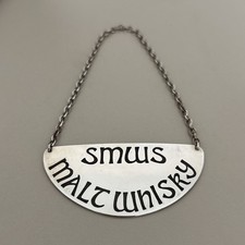 Rare Sterling Silver Scotch Malt Whisky Society Decanter Label Edinburgh 1988