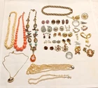 Vintage Costume Jewelry Lot. 14 Earrings 14 Brooches 7 Necklaces