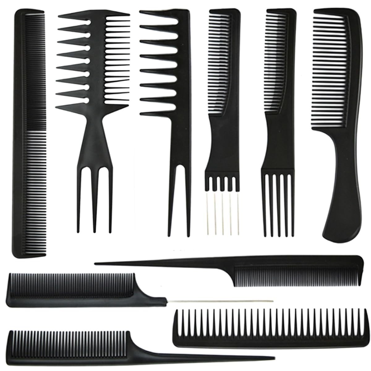 Hair Comb - Anti-Static Tail Combs Fine Tooth Medium to Small, Black
