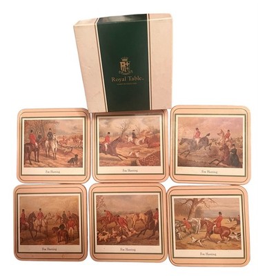 Set of 6 - Royal Table - FOX HUNTING Coasters - Made in England
