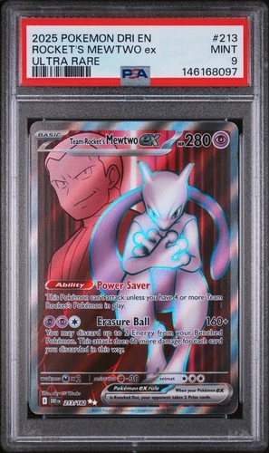 2025 POKEMON DRI EN-DESTINED RIVALS ULTRA RARE TEAM ROCKET'S MEWTWO EX PSA 9