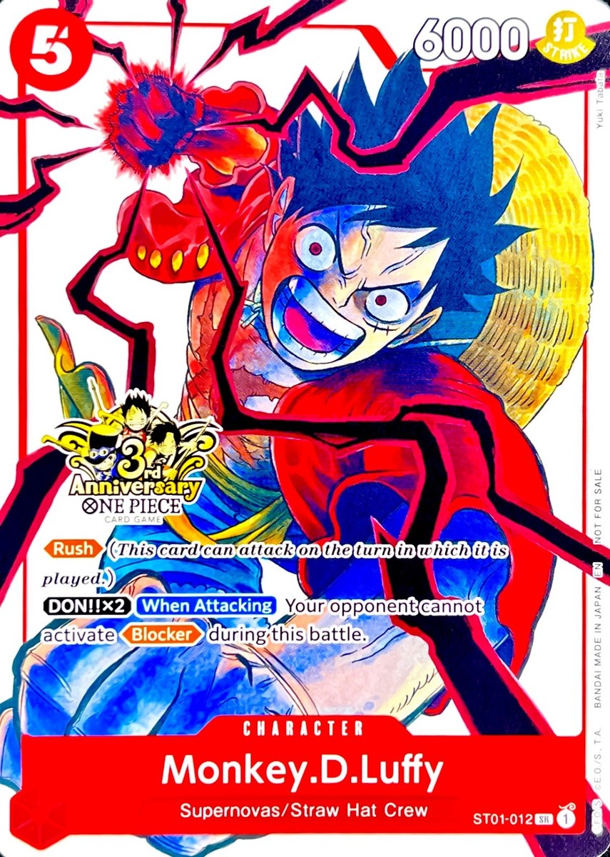 Monkey D. Luffy RARE 3RD ANNIVERSARY PROMO ALT ART ST01-012 ONE