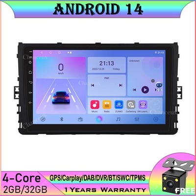 9'' Android 14 Car Stereo Carplay GPS SATNavi DAB BT For VW T-Cross T-Roc Polo PLUS