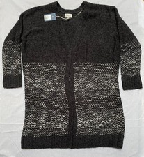 Universal Thread Cardigan Sweater Women's 2XL Black White Open Front Wool Knit