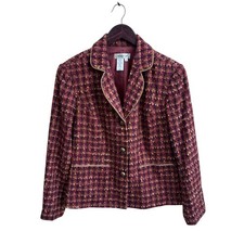 Coldwater Creek Burgundy Tweed Blazer Size M-Petite