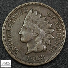 1908 S Indian Head Copper Cent 1C - Indian Cent - Popular Key Date
