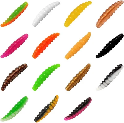 FISHING TACKLE MAX FTM Omura Baits Larvy Käse Gummiköder 3,5cm 4,5cm Forellenköder Montage