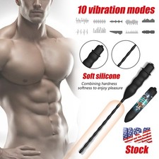Male Dilator Penis Plug Vibrator Urethral Through Hole Urethral Cock Sound Plug