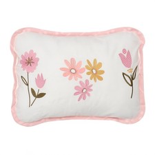 Lambs Ivy Little Garden Luxury Embroidered Floral Decorative Throw Pillow