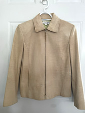 St. John Sport Women's Leather Long Sleeves Jacket Size S