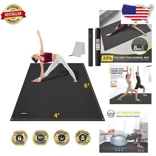 Extra Long Wide Yoga Mat 72"x48" PVC Non-Slip Cushioned Home Fitness deal from eBay
