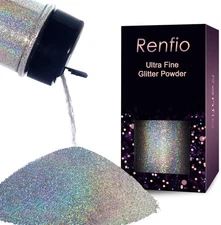 Renfio Holographic Ultra Fine Glitter Powder Metallic Resin Glitter 2.11 Oz (60g