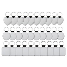 30Pack Blanks Keychain Heat Transfer Keyring Various Kinds Sublimation8838