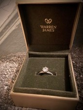 WARREN JAMES 9ct White Gold Diamond Ring .25ct Size M