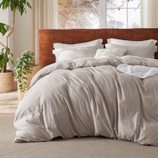 100 Washed Cotton Duvet Cover Oversized King - Natural Minimalist Bedding Set