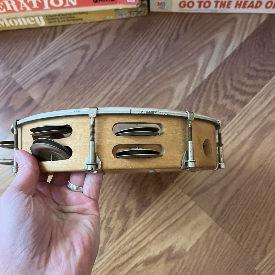 "Pandereta Ludwig Weather Master de colección 10"" marco de madera jingles de metal EE. UU. Foto 4 de 4