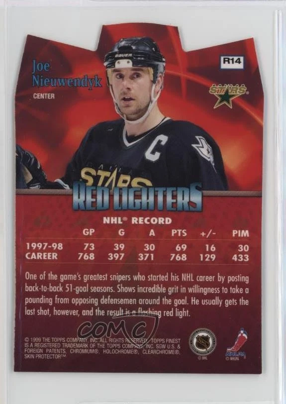 1998-99 Topps Finest Red Lighters Joe Nieuwendyk #R14 HOF - Image 2 of 2