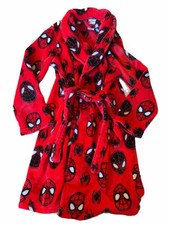 Marvel Spider Man Bathrobe Size 8-10 Youth Boys Red Black Long Sleeve