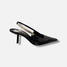 Saint Laurent Womens Black Croc Blake Slingba...