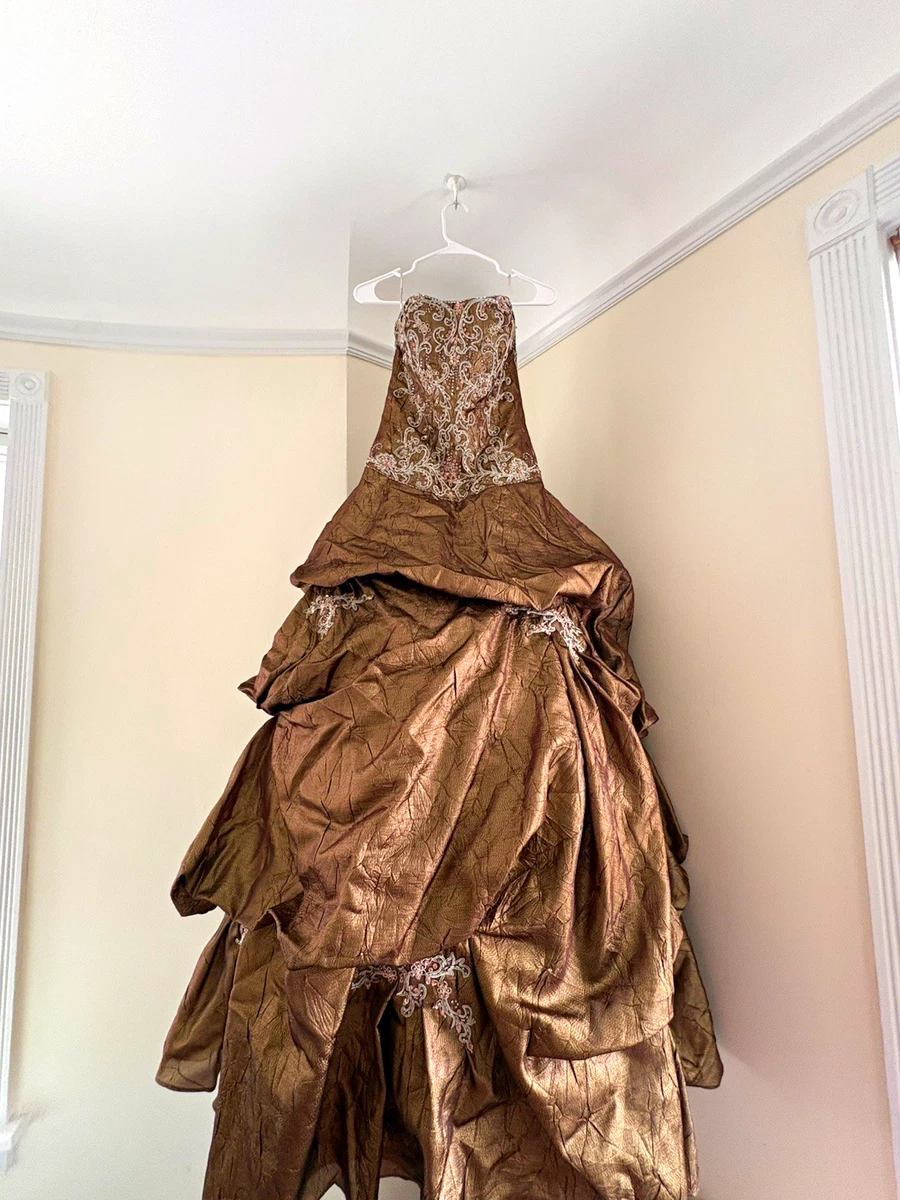 Beading Brown Strapless Wedding Dresses for sale