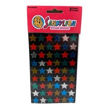 SandyLion Kromekote Maxi Stickers Foil Stars 2 Sheets Red Blue Silver Gold NOS