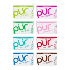 PUR Sugar Free Chewing Gum Variety Pack 8 Flavors Xylitol 9 Count Resealable